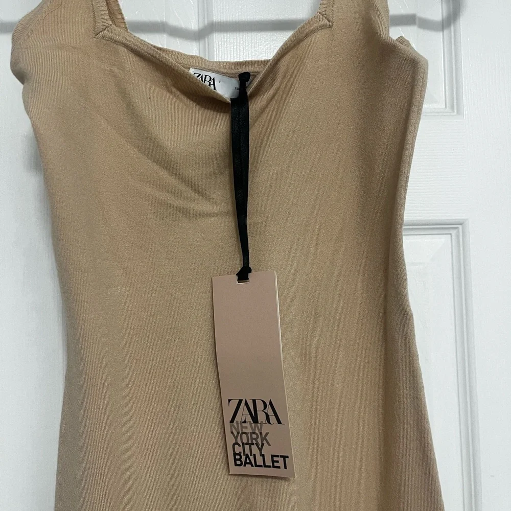 Zara Limited Edition NYC Ballet Knit Beige Stretch Jumpsuit - Picture 2 of 6